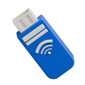 3D Blue Wireless USB Dongle and Wifi Adapter Icon