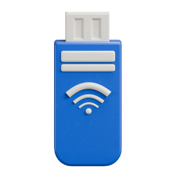 3D Blue Wireless USB Dongle with Wi-Fi Icon