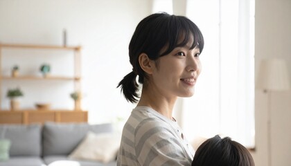 Obraz premium 子どもを見守る母親