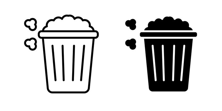 Popcorn icon flat artwork set