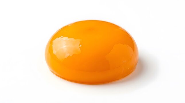 A single fresh raw egg yolk isolated on a white background for food preparation and cooking