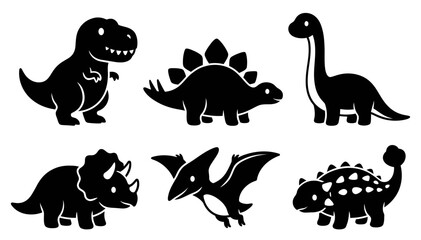 Cartoon Dinosaur Silhouettes T-Rex Stegosaurus Triceratops © AbuHuraira