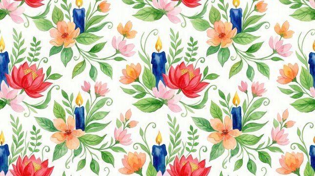 A vibrant and colorful floral pattern evoking the spirit of diwali the festival of lights and joy