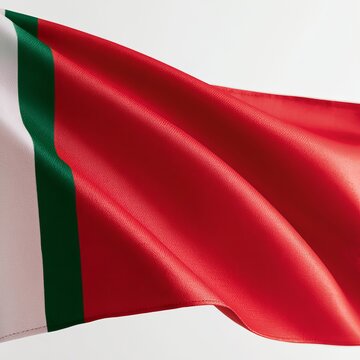 Maldives flag waves against white background in close-up shot.
