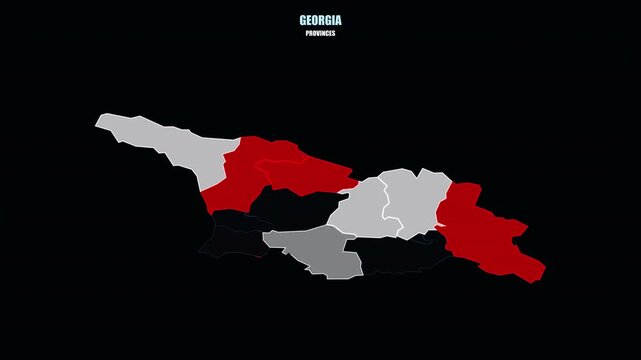 Georgia Highlighted World Map Animation with Flag Colored Provinces