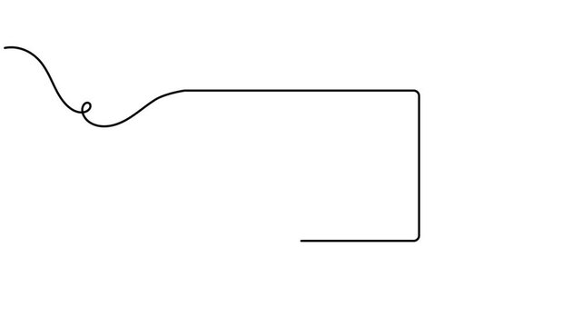 Creative paper plane within speech bubble icon continuous one line drawing moving on white background minimalist single art digital marketing support symbol animation