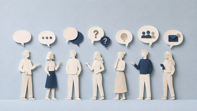 Communication Discussion Feedback Concept With Paper Cut People and Speech Bubbles