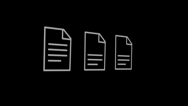 minimalist 3d document icon with text lines on alpha channel transparent background. Professional UI wireframe representing file loading, digital reports, or office paperwork.