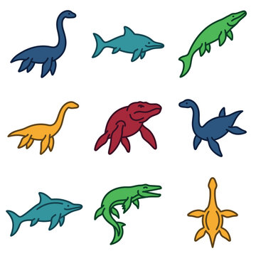 Colorful Prehistoric Marine Reptiles Collection