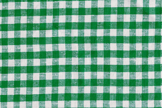 Natural Linen Country Plaid Tartan Kitchen Fabric Material Abstract Check Texture Background Texture, Green White. Flannel Tartan Patterns. Trendy Tiles Photo. Print Scottish Square Cloth