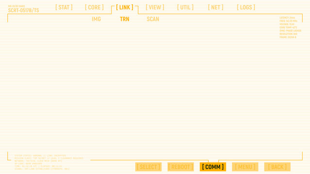 Retro futuristic game style amber overlay HUD with CRT scanlines. Yellow military retro-futuristic UI overlay for video on transparent background. 80s style interface template yellow panels frames.