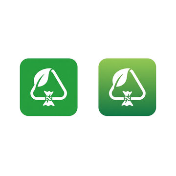 Eco-Friendly Logo Badge with a Leaf Forming a Recycling Triangle