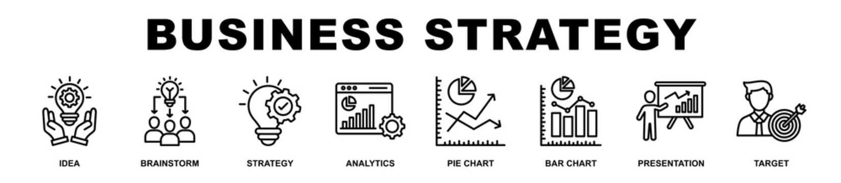 Business Strategy banner web icons set vector illustration.