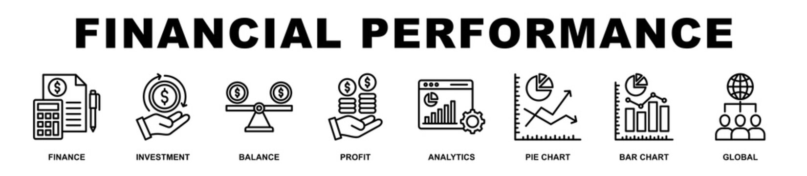 Financial Performance banner web icons set vector illustration.