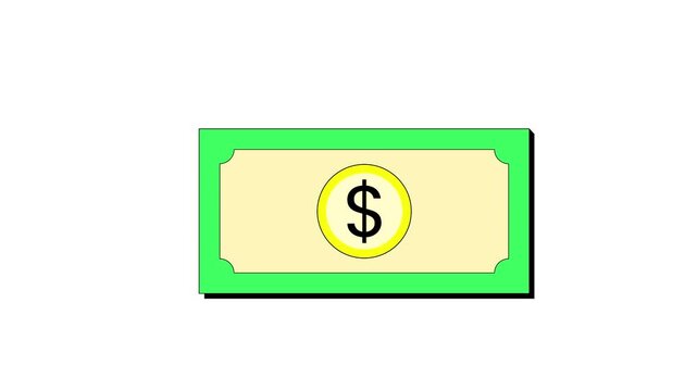 Simplified graphic of a green dollar bill with a prominent dollar sign, representing economic value, financial transactions, and currency concepts in a clean, modern vector illustration