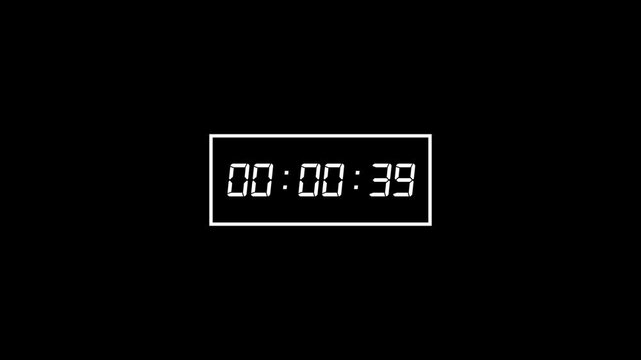 forty five second countdown animation, 45 sec countdown timer animation, Minimal countdown animation from 45 to 0 seconds. 45 sec countdown timer on transparent background in 4k with alpha channel.
