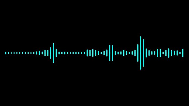Abstract audio frequency waveform animation on transparent background, minimal music sound wave icon animation 4k video