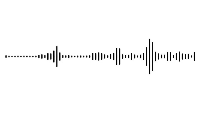  audio visualization effect. White audio waveform spectrum animation, alpha channel, Sound line audio wave visualization voice record animation on White background 