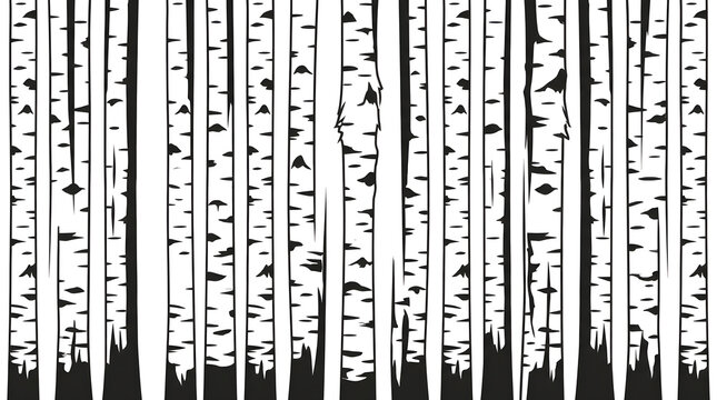 Nature Concept with Stylized Birch Tree Trunks Pattern Isolated Illustration on a transparent background