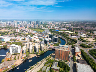 Fototapeta premium River Irwell over South Bay Manchester Aerial shot UK