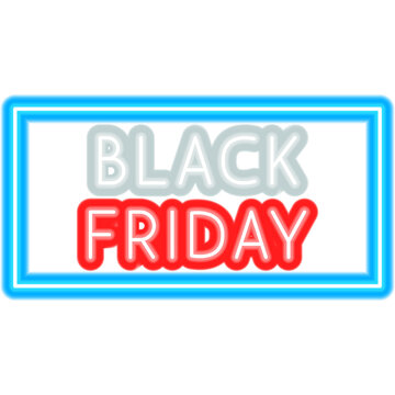 Black Friday Sale Neon Sign. Vector Illustration of Glowing Discount Signboard Object.
