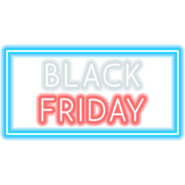 Black Friday Sale Neon Sign. Illustration of Glowing Discount Signboard Object.