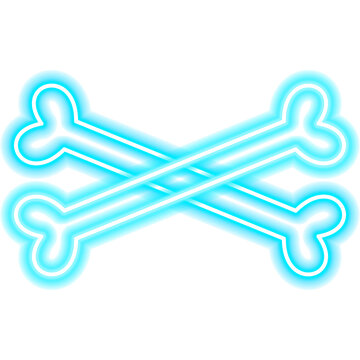 Crossbones Neon Sign. Vector Illustration of Death Promotion. Halloween Skeleton Holiday