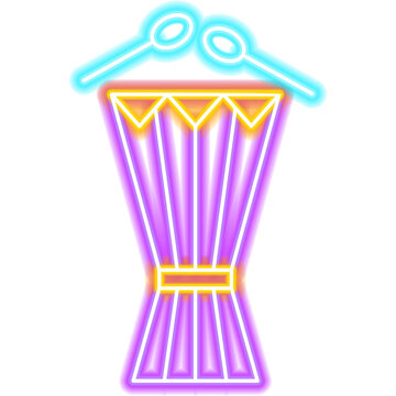 Drum Neon Sign. Illustration of Music Instrument Promotion.