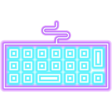 Keyboard Neon Sign. Illustration of Keypad Computer Gadget Icon.