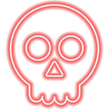 Halloween Holiday. Red Skull Neon Icon. Illustration of Dead Head Remains