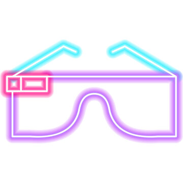 Virtual Reality Glasses Neon Sign. Illustration of VR Technology Video Object.