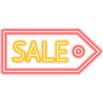Sale Tag Neon Sign. Illustration of Seasonal Discount Promotion. Shopping Object.
