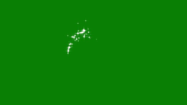 Magic 2d glowing star sparkle animation, cartoon doodle twinkling stars with glitter burst effect, shimmer line trail, fairy dust wand motion video overlay on transparent green screen background, 4k