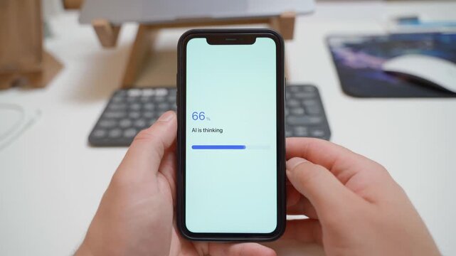 Loading stuck at 70 percent on smartphone screen while AI is thinking