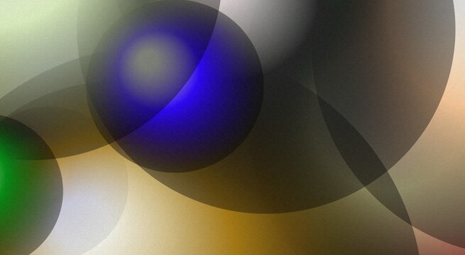 Abstract background, featuring overlapping translucent, circles in shades, of blue, green, yellow, and grey, with soft diffused, gradients and varying, levels of opacity