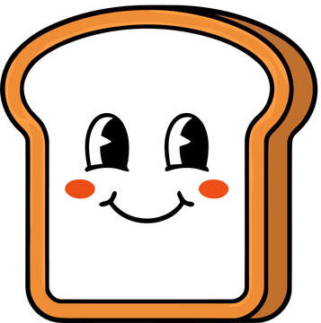 A stylized flat vector icon of a slice of bread isolated on a solid black background