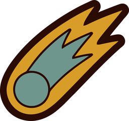 Stylized cartoon comet icon with a glowing yellow tail and a blue circular head on black background © Grafiqua Studio