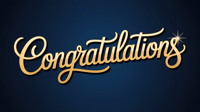 Golden congratulations script text design