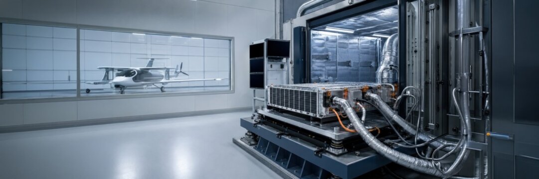 Aircraft battery pack tested in environmental chamber, thermal safety concept for electric aviation research