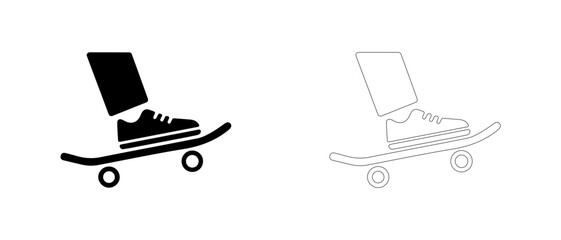 Foot riding skateboard vector icon filled and outline, skateboarding and street mobility symbol. © PicMag