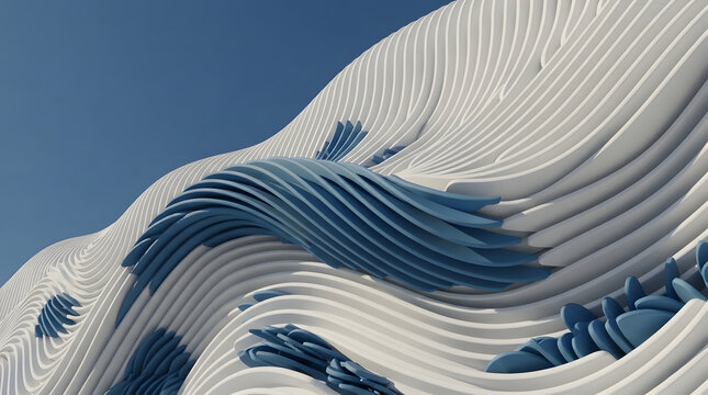 Abstract Futuristic White and Blue Parametric Architectural Design