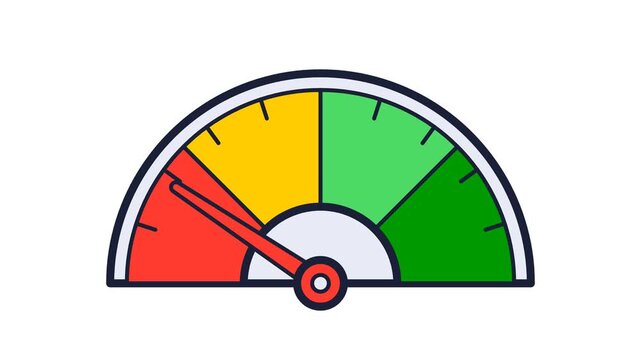 Speedometer Gauge With Red Yellow And Green Color Zones