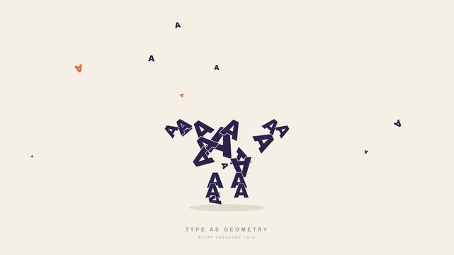 Animated glyph typography composition transforming letterforms into a playful abstract character and expressive visual creature.