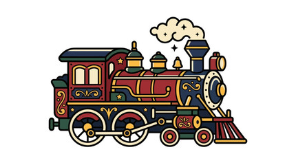 Vintage Steam Locomotive Illustration © Cimol
