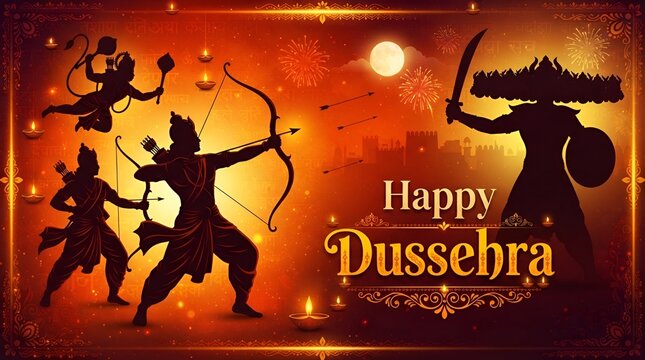 Happy Dussehra and Subh Vijayadashami with ravan dahan