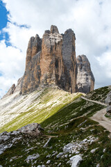 Fototapeta premium Dolomites mountain landscape scenic view in Italy, beautiful European Alps peak nature and travel destination concept