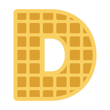 Waffle letter D svg cut file. Isolated vector illustration.