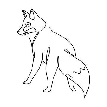 Fox line art drawing svg cut file. Isolated vector illustration.