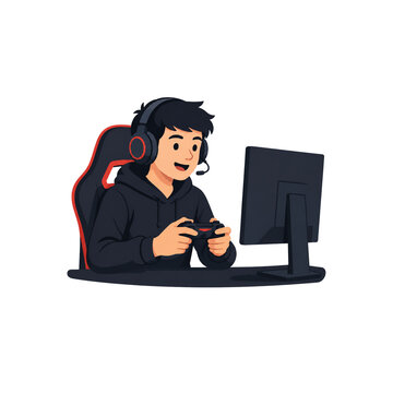 gamer man in front of computer