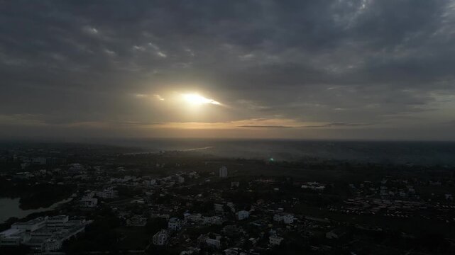 Golden Hour over Pandharpur: A Serene Aerial View.